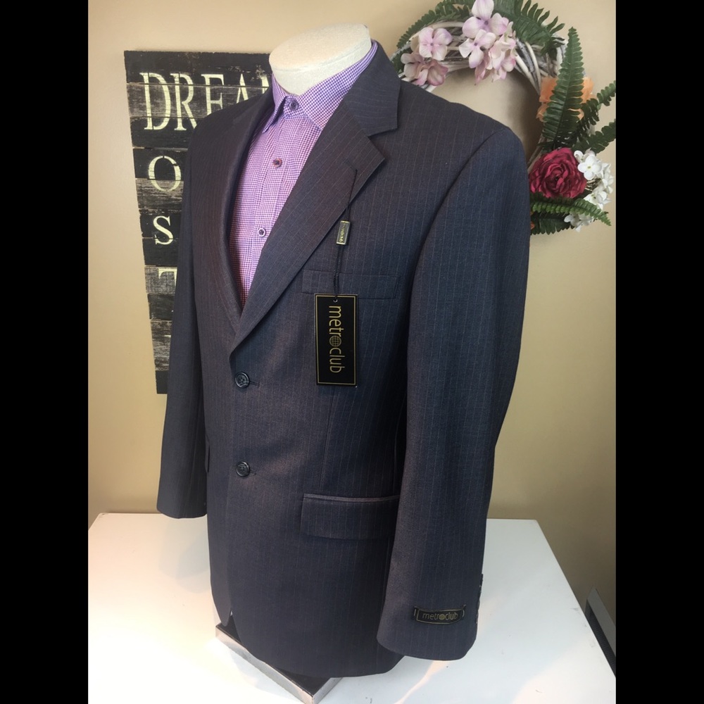NWT $249.95 MetroClub Suit Jacket 38R/31W